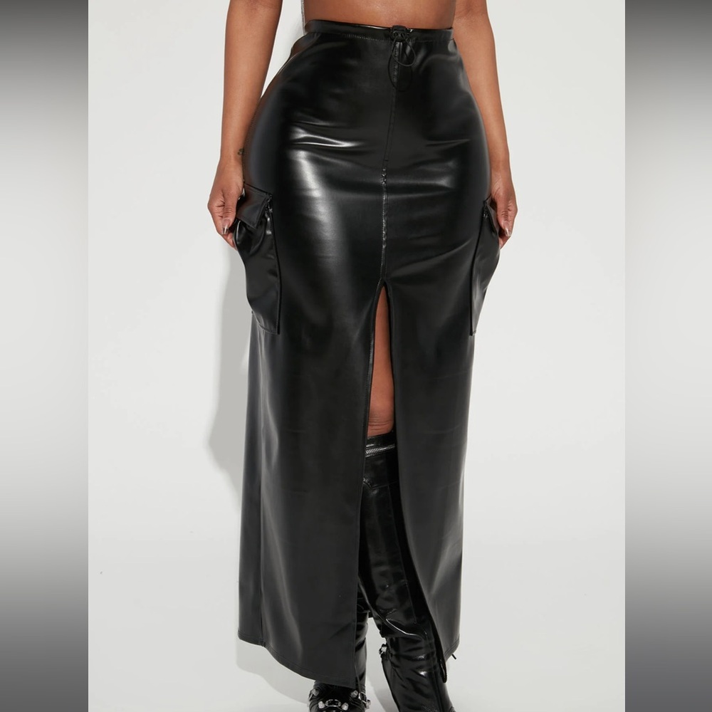 Maxi pleather skirt